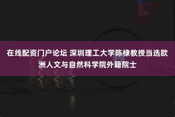 在线配资门户论坛 深圳理工大学陈棣教授当选欧洲人文与自然科学院外籍院士